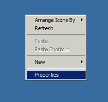 Right-clicking on the Windows desktop and selecting Properties