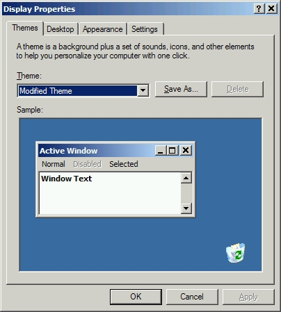 The Windows XP dialog box after right-clicking and selecting Properties