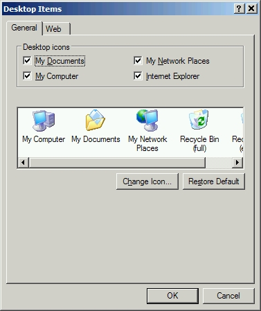 The 'Desktop Items' dialog box