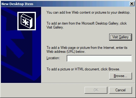 The 'New Desktop Item' dialog box